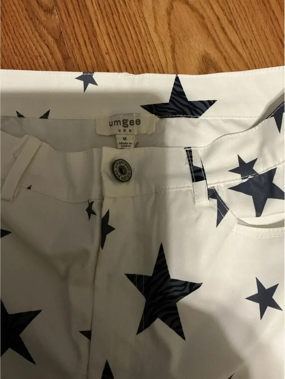 Umgee White Shorts with Black Star Print Size M
